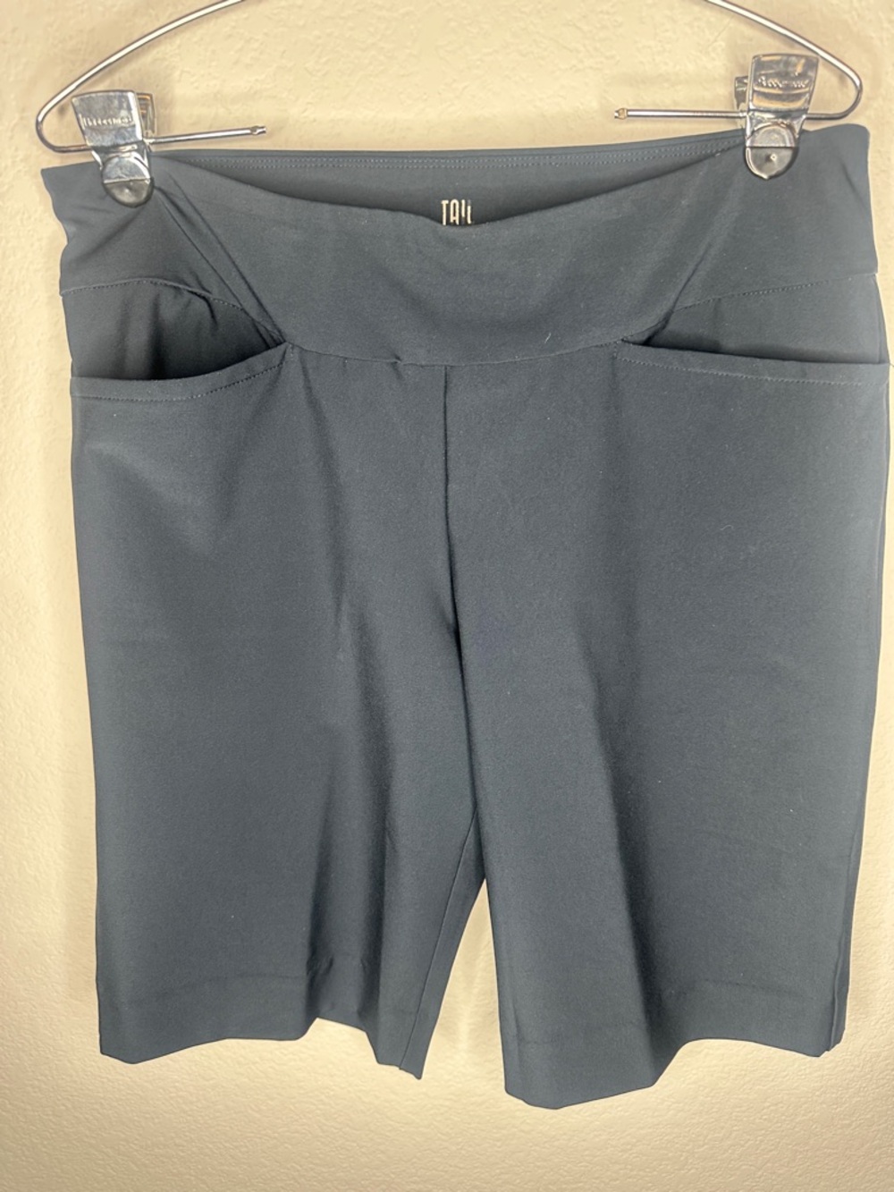 Tail Stretch Navy Blue Women’s Bermuda  Shorts with Pockets